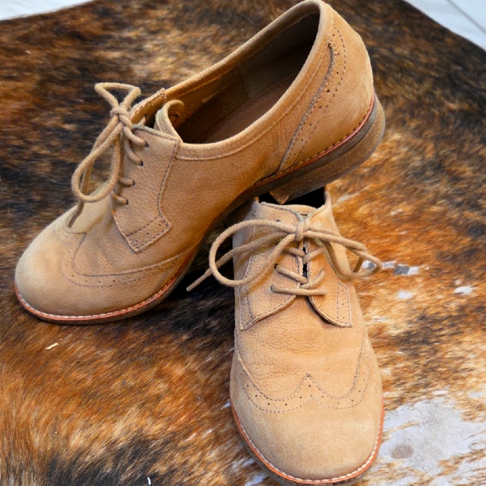Tan SUEDE Leather Oxford Shoes